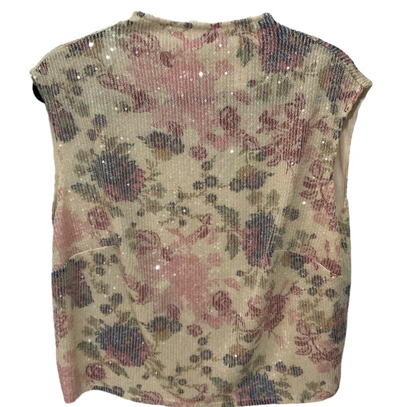 Anthropologie Cream Ribbed Sequin Blouse - Picture 1 of 7